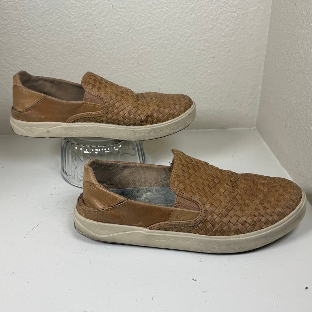 OluKai Mens Lae Ahi Lauhala slip on shoes Size 11 Good Condition see photos
